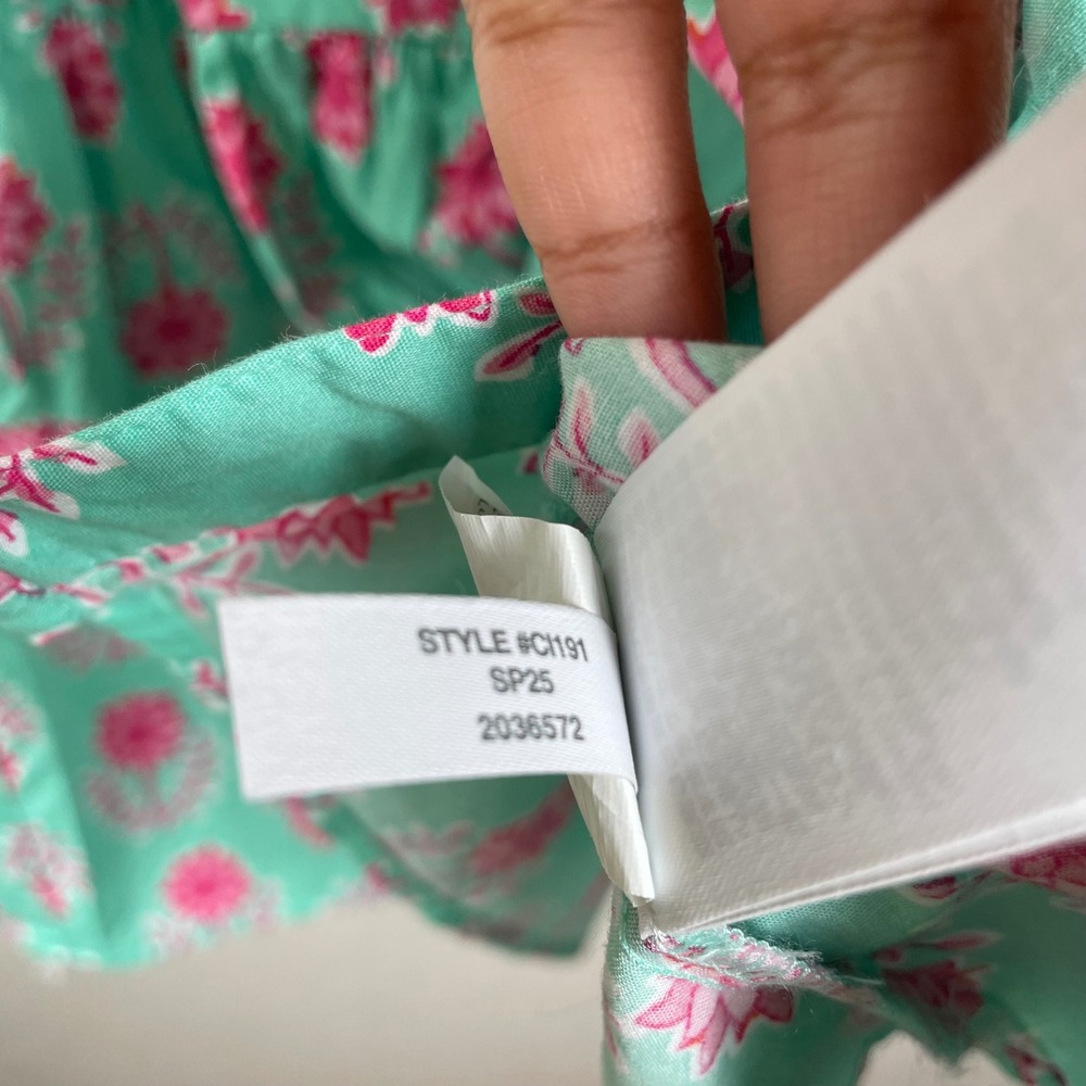 J.Crew Womens Floral Puff Sleeve Button Front Mini Dress Teal Pink Size 2 - Picture 5 of 9